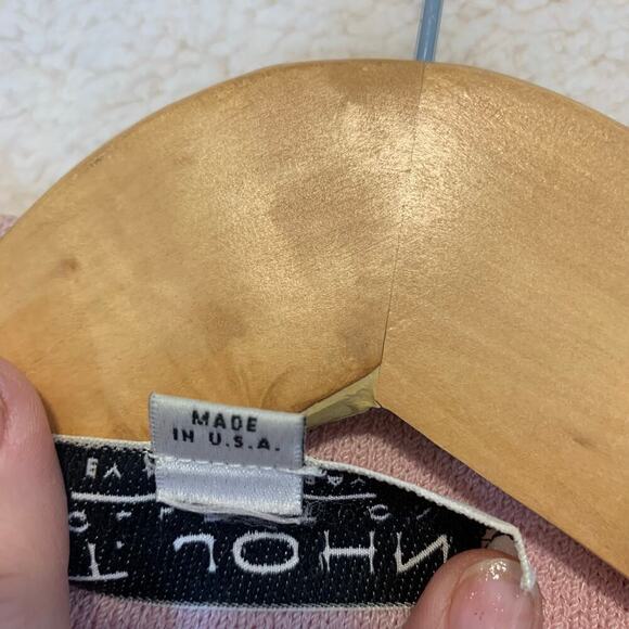 St John Collection Cardigan Sweater Size 8 Pink and Navy Blue Luxury Classy Chic - Picture 5 of 6